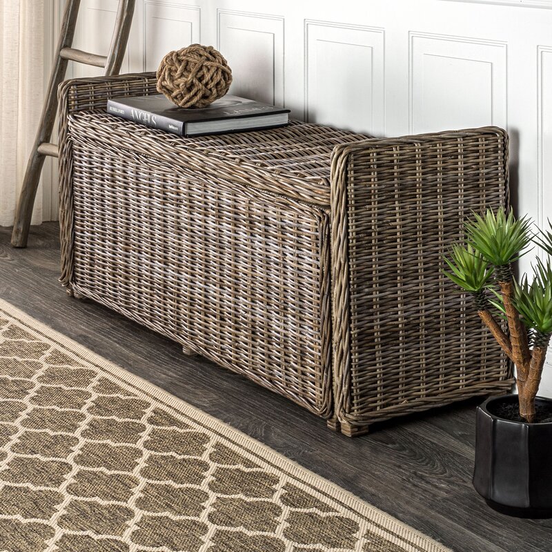 Bay Isle Home Searcy 47.50" Wicker Trunk Storage Bench, Gray & Reviews
